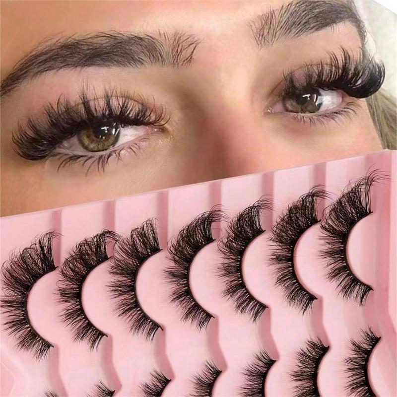 Fluffy False Eyelashes, 7 Pairs Natural Faux Lashes, Volumized False Eyelashes For Women And Girls Makeup Enhancement, Christmas Gift