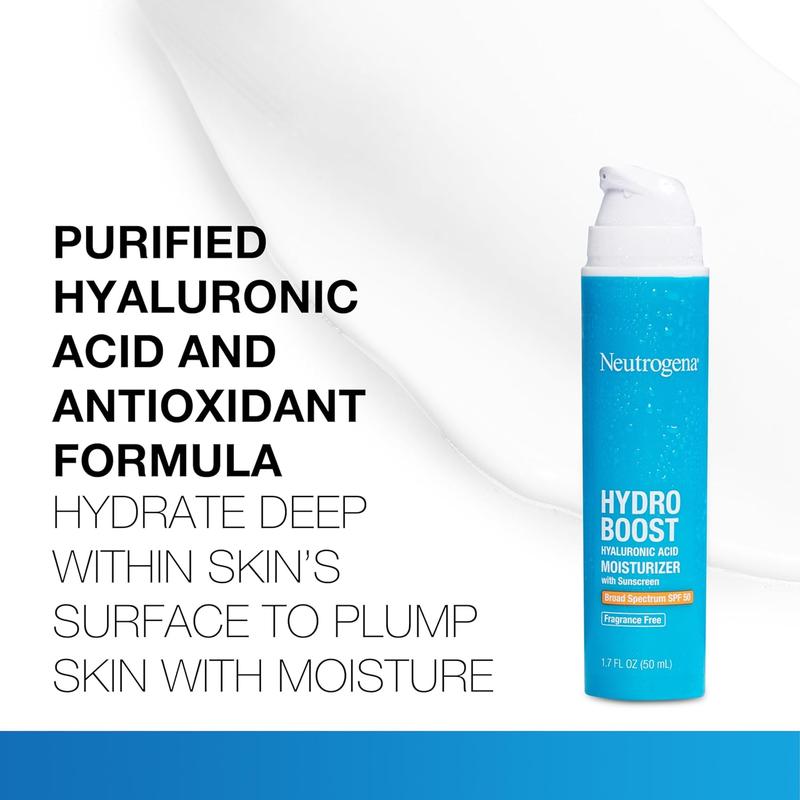 Neutrogena Hydro Boost Hyaluronic Acid Facial Moisturizer with Broad Spectrum SPF 50 Sunscreen, Daily Water Gel Face Moisturizer to Hydrate & Soothe Dry Skin, Fragrance-Free, 1.7 Fl. Oz No brand