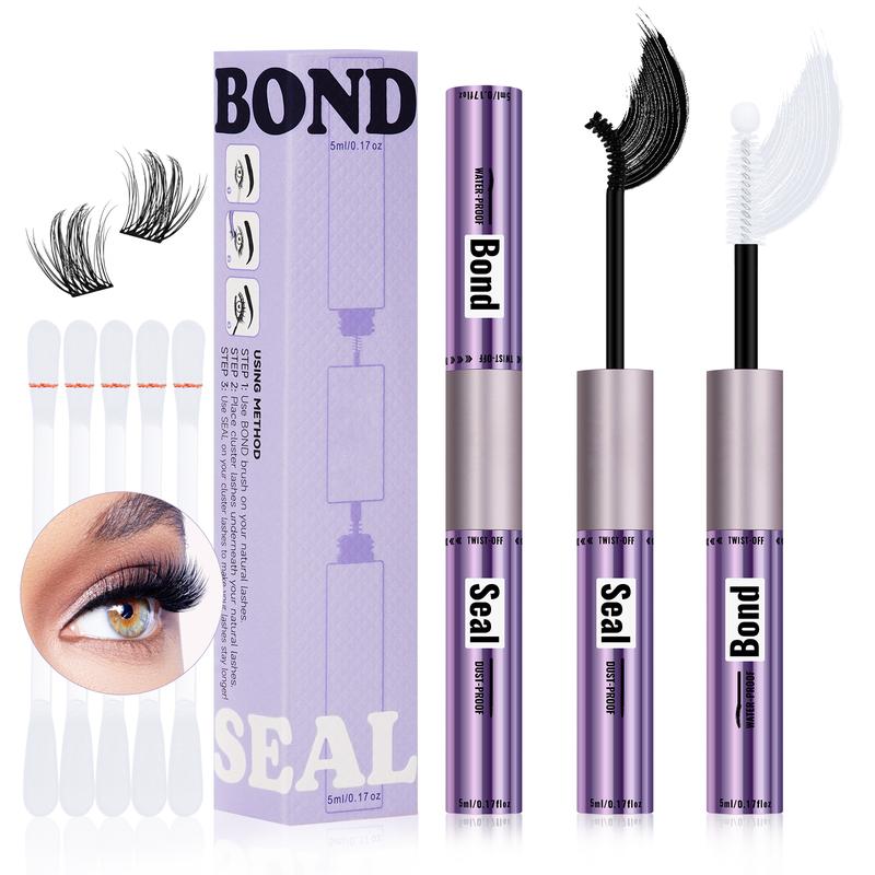 B&Q Lash Waterproof Bond & Seal  Long Lasting Hold 48-72 Hours Waterproof Cluster Lash Glue Mascara Wand Bond and Seal Makeup