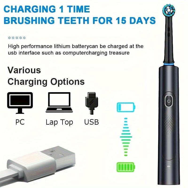 Electric Toothbrush Set, 1 Count USB Rechargeable Electric Toothbrush & 8 Counts Brush Head, Oral Care Product for Adults