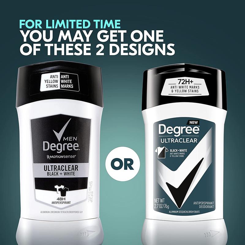 Degree Men Ultraclear Antiperspirant Deodorant Black+White 2 Count 72-Hour Sweat & Odor Protection Antiperspirant for Men with Motionsense Technology 2.7 Oz Unilever