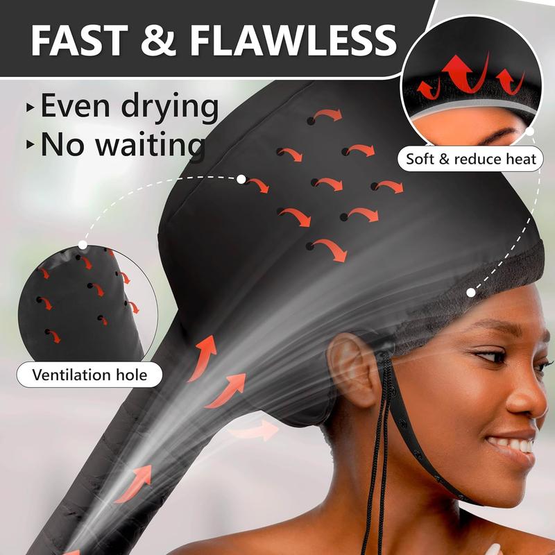 Mesh Blow Hood for Drying Curly Hair - Hair Dryer Cap Diffuser Cap for Curly Hair, Speeds Up Drying Time, Safe Deep Conditioning at Home - Portable, Adjustable