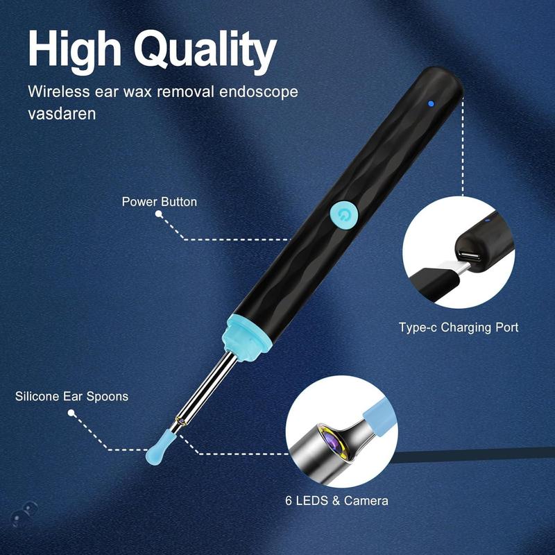 Ear Wax Removal Tool, Ear Cleaner with 1296P HD Camera, Ear Wax Cleaner with Ear Spoon & Brush Set, Ear Wax Removal Tool with Camera for iOS and Android