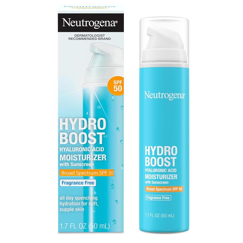 Neutrogena Hydro Boost Hyaluronic Acid Facial Moisturizer with Broad Spectrum SPF 50 Sunscreen, Daily Water Gel Face Moisturizer to Hydrate & Soothe Dry Skin, Fragrance-Free, 1.7 Fl. Oz No brand