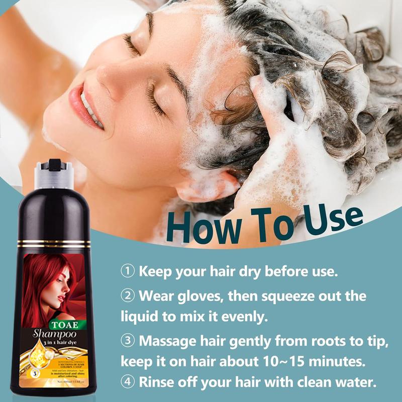 TOAE wine-red Hair Color Shampoo for Gray Hair 400ML Instant Hair Dye Shampoo for Men & Women-3 in 1 Color Shampoo for Dark Hair-Colors in Minutes-Long Lasting-Safe & Easy to Use black hairdye Haircare Oil christmas 2024 ornament