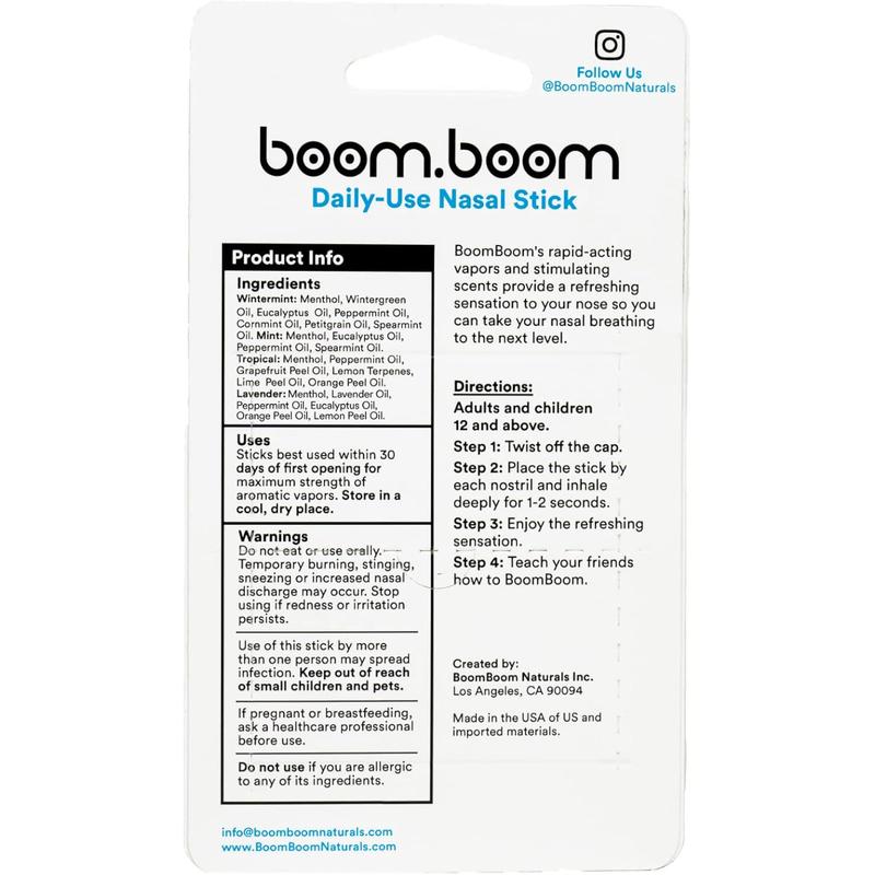 Nasal Stick inhalers (4 Pack) Boom by Boom Powerful Essential Oil  Vapors | Featured on Shark Tank | Breathe In Life Carrier & Essential Oils,for nic | sleep Essential Oils for Aromatherapy oom