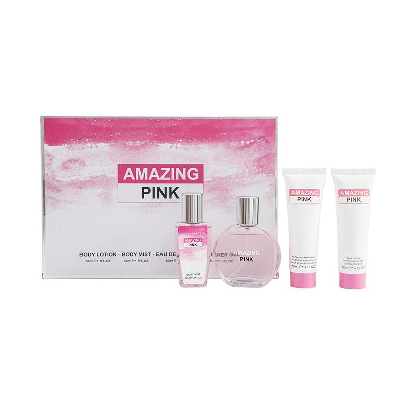 Floral Fragrance Set, 4 Counts set Including 2 Perfume & 1 Body Lotion & 1 Shower Gel, Perfume Gift Set for Women