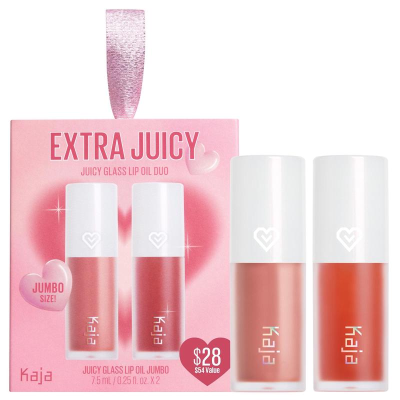 KAJA - Extra Juicy Set - Juicy Glass Lip Oil Duo - JUMBO SIZE - Hydrating and Plumping - Non-Sticky and Smooth - Fruit-Infused Formulas Gloss Lipgloss