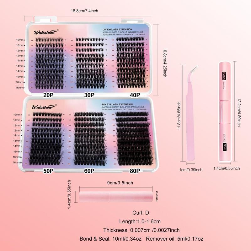 Individual False Eyelashes Kit, 1 Set Mixed Length & Styles Natural Look Eyelash Extensions, Self Grafting Curl Eyelashes, Eye Makeup Accessories, Christmas Gift