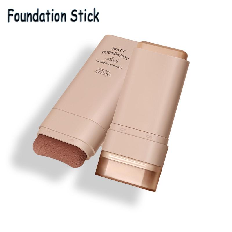 Black Friday Foundation Stick with Built-in Super Soft Foundation Brush, Full Coverage Matte Foundation for a K-Beauty Natural Look, Long-Lasting Waterproof