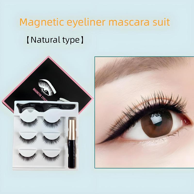 Magnetic Eyelashes & Liquid Magnetic Eyeliner, 1 Box Reusable Natural Look Eyelash Extensions, Self Grafting Curl Eyelashes, Eye Makeup Product for Women & Girls