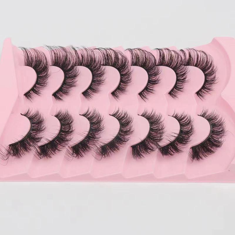 Fluffy False Eyelashes, 7 Pairs Natural Faux Lashes, Volumized False Eyelashes For Women And Girls Makeup Enhancement, Christmas Gift