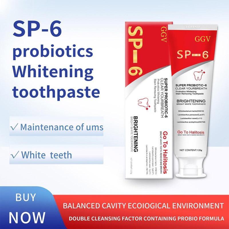 SP-6 Probiotic Toothpaste: Enhanced Formula Balances The Oral Microbiome, Removes Stains, And Provides Long-lasting FreshBreath.