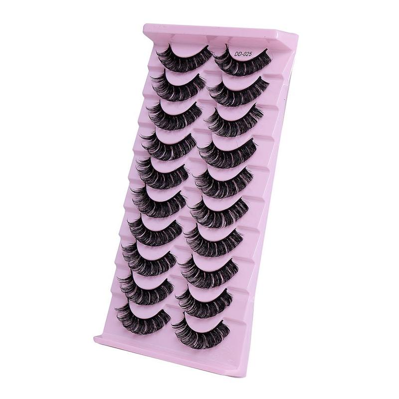 New Holiday Gift, 10 Pairs Multi-layer Thick Cross Natural Fake Lashes, DD Curl Russian Big Roll Self Grafting False Eyelashes, Women Cosmetics