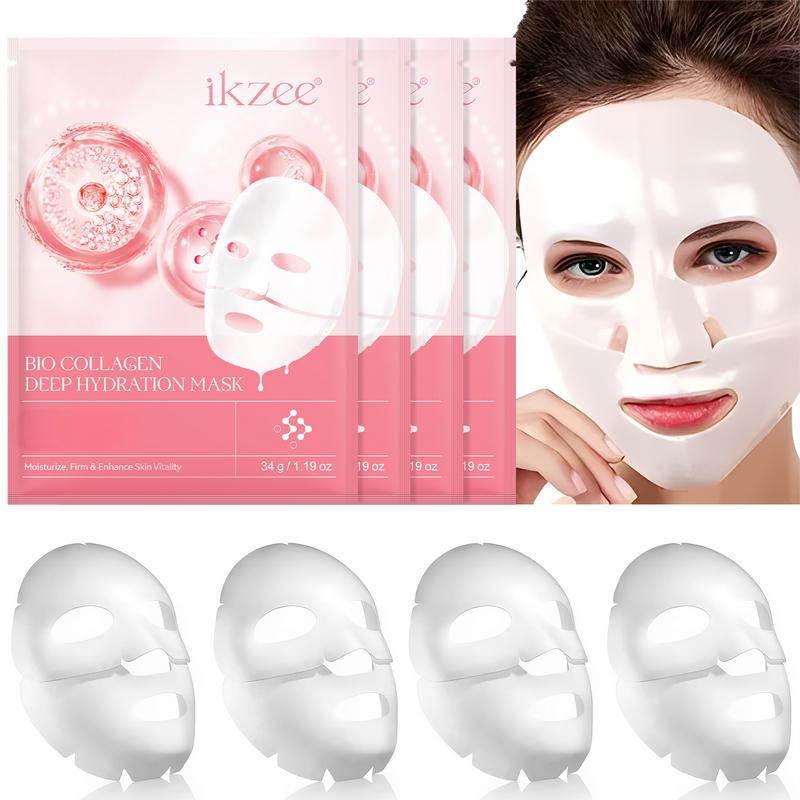 Ikzee Collagen Sheet Mask, Deep Hydration Mask, Firming Daily Face Mask, Hydrating Overnight Hydrogel (Pack of 4)