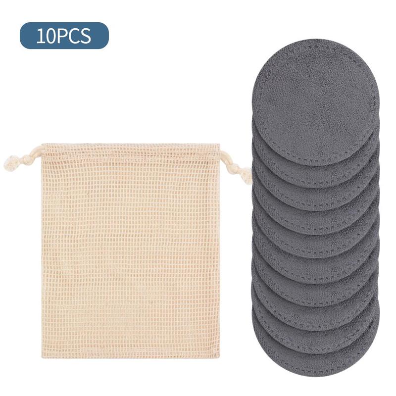 Microfiber Washable Cosmetic Cloths, 10pcs set Reusable Soft Makeup Remover Pads with Mesh Bag, Facial Cleansing Pads, Facial Skin Care Tools