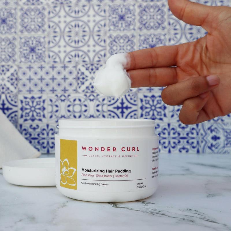 Moisturizing Hair Pudding by Wonder Curl for long-lasting hydration and length retention