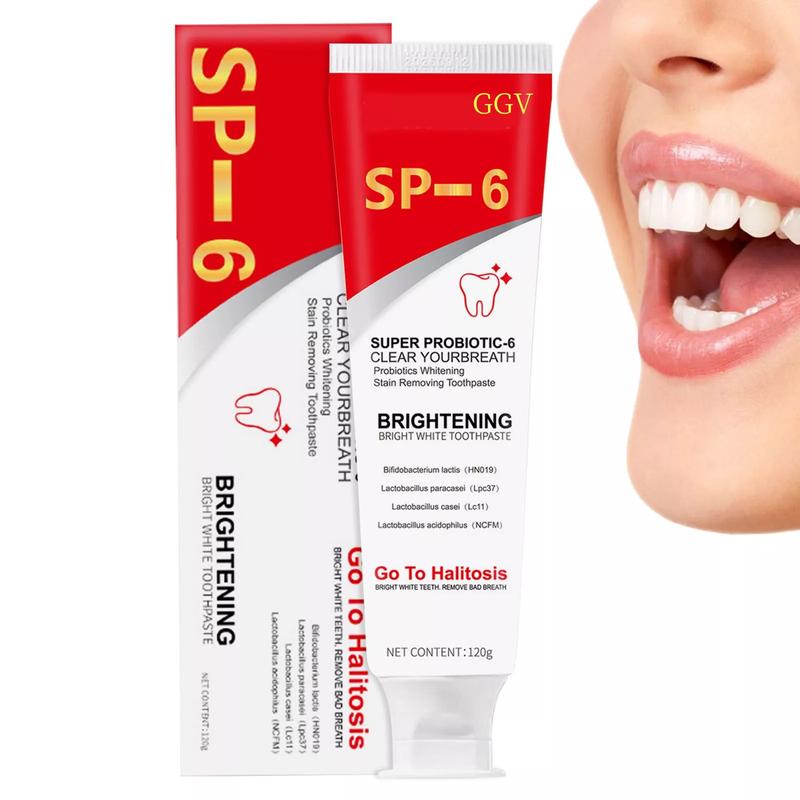 SP-6 Probiotic Toothpaste: Enhanced Formula Balances The Oral Microbiome, Removes Stains, And Provides Long-lasting FreshBreath.