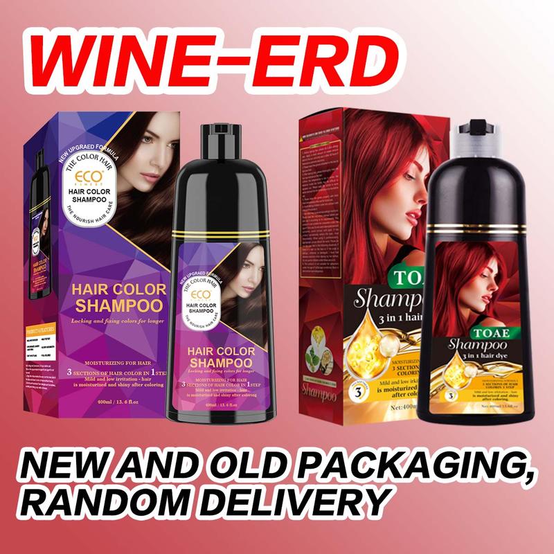 TOAE wine-red Hair Color Shampoo for Gray Hair 400ML Instant Hair Dye Shampoo for Men & Women-3 in 1 Color Shampoo for Dark Hair-Colors in Minutes-Long Lasting-Safe & Easy to Use black hairdye Haircare Oil christmas 2024 ornament