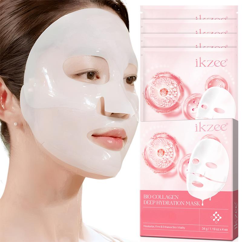 Ikzee Collagen Sheet Mask, Deep Hydration Mask, Firming Daily Face Mask, Hydrating Overnight Hydrogel (Pack of 4)