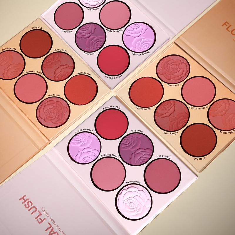 6 Colors Orange and 6 Color Hot Pink Blush Rose Petal Blush Matte Color Rendering Lightweight Palette Face Makeup Powder Palette play beauty