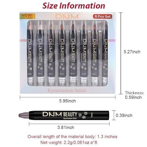 evpct 8Pcs Cream Eye Shadow Brightener Sticks Set for Eyes, Pearl White Smokey Black Gray Khaki Royal Blue Violet Purple Silver Glitter Shimmer Liquid Pencil Eye shadow Applicator Stick Palette Makeup