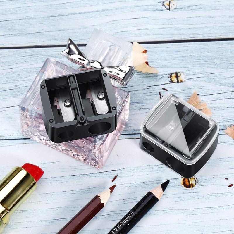 5 Pack Makeup Pencil Sharpener Eyeliner Sharpener Lip Pencil Sharpener Cosmetic Pencil Sharpener Dual Sharpener (Black)