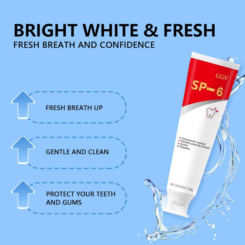 GGV SP-6 Toothpaste Oral Health Management,Probiotics Whitening Toothpaste, Fresh Breath Daily Use,Apply Morning and Night for Gentle Care Fragrance Mint