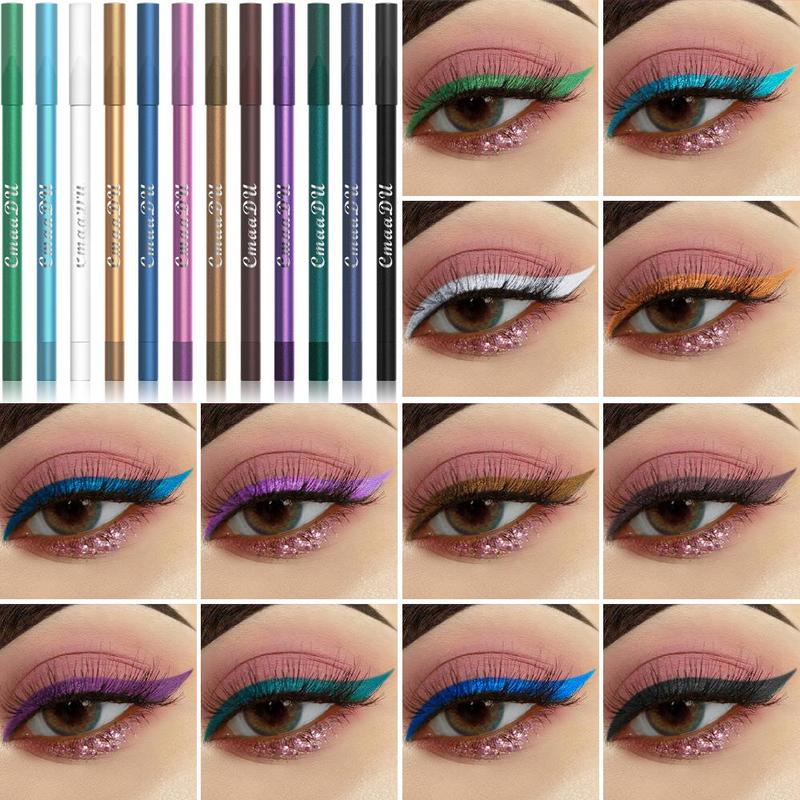 Multicolored Long Lasting Eyeliner, 12pcs set Liquid Smooth Fine Tip Eyeliner Pens, Quick Drying Eyeliner Pen with Precise Flexible Tip & Comfortable Grip