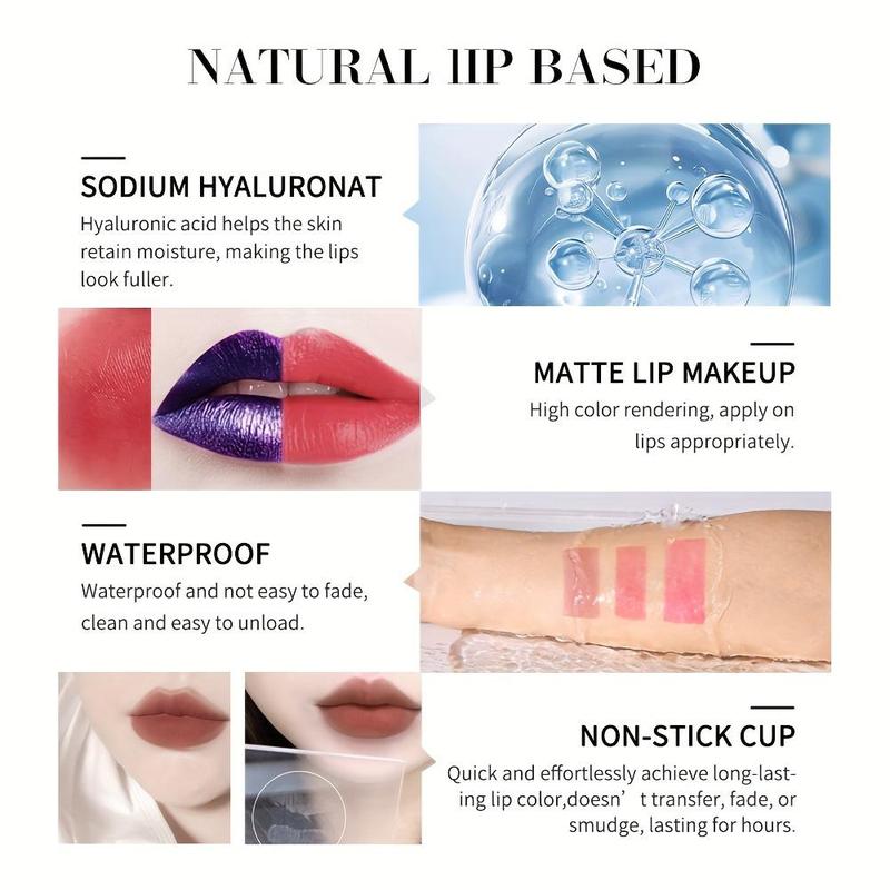 Long Lasting Tear-pull Lip Gloss, 3 Counts Matte Finish Lip Stain, Non-stick Cup Lipstick, for All Occasions Lip Makeup