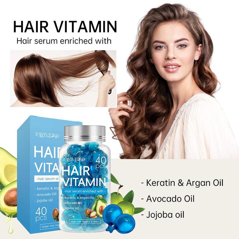 Hair Vitamin Capsule, 40pcs box Essential Oil Capsules with Argan Oil, Avocado Oil, Moisturizing Hair Care Product for All Hair Types, Hair Products, Christmas Gift