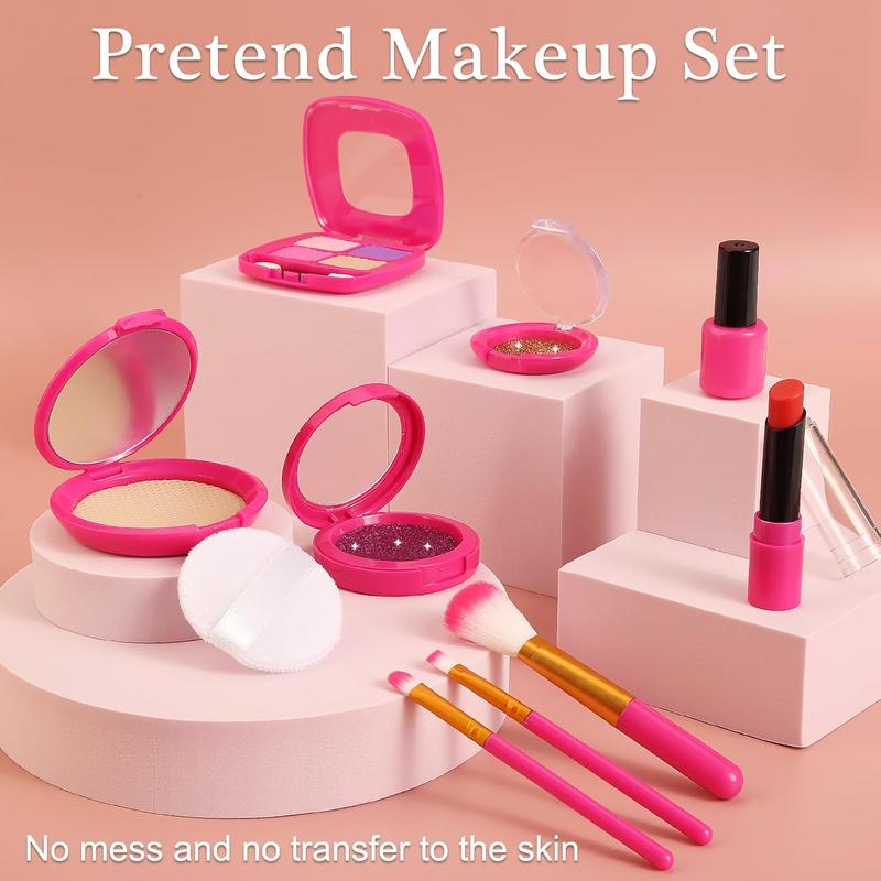 Christmas Pretend Makeup Kit for Girls, Toddler Girl Toys for 3 4 5 6 7 8 Years Old Girls Gifts, Fake Play Makeup Set for Kids Toys 3-5 4-6, Unicorn Princess Little Girl Purse with Make up