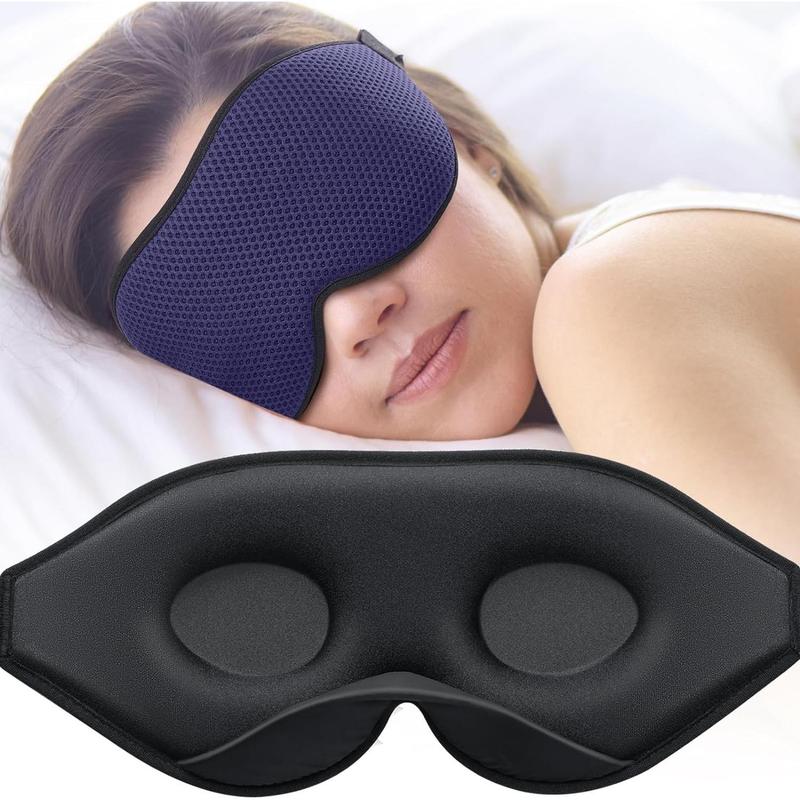 Sleep Mask, Eye Mask for Sleeping, Women Men Side Sleeper, 3D Contoured Cup No Eye Pressure 100% Blocking Light Sleeping Mask with Adjustable Strap Blindfold Yoga, Traveling, Nap, Black