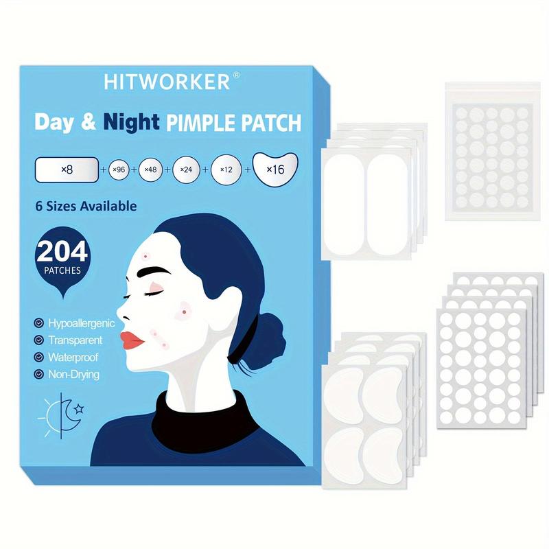 Hydrocolloid Acne Patches with Tea Tree & Calendula Oil, 204pcs box Large & Round Pimple Cover Stickers, Skin Care Product for All Skin Types, Acnetreatment