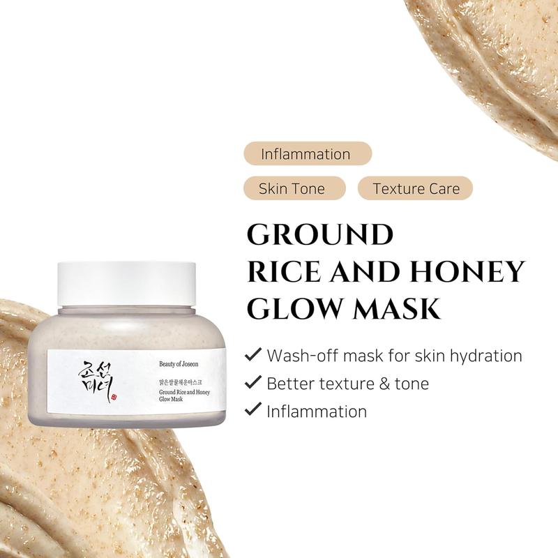 Ground Rice and Honey Glow Mask, Clay Mask, Rice Face Mask with Rice Extract and Honey, Refreshing Pore Clay Mask, Rice Mask for Smooth and Clear Skin