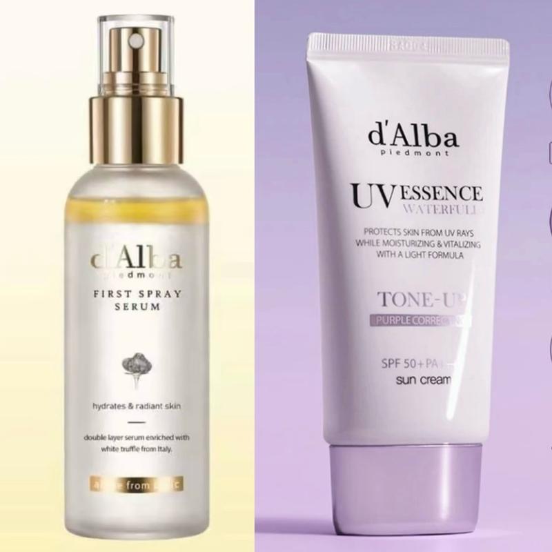 D’Alba Italian White Truffle First Spray Serum + Purple Tone up Sunscreen Skincare Vegan