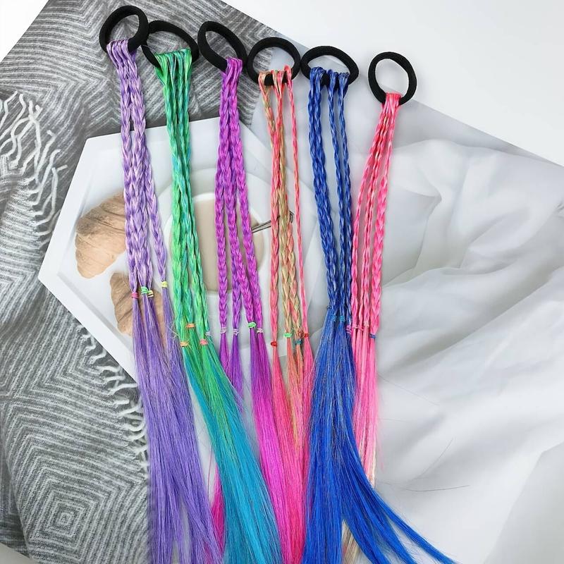 Heatless Colorful Braided Hair Accessories, 6 Counts set Ponytail Braided Hair Styling Tool, Fashionable Girl's Headwear, Christmas Gift