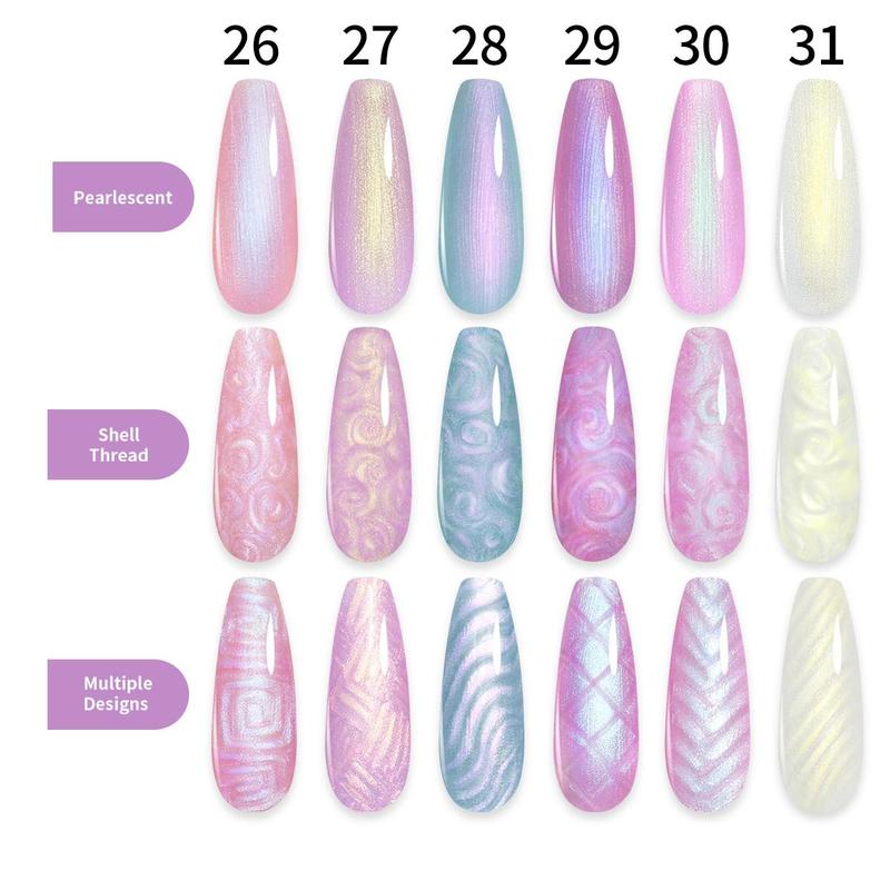 6 Colors Pearl Gel Nail Polish, 6 Counts set Shimmer Soak off UV Gel LED Lamp Nail Art Gel, Nail Art & Nail Polish for Women & Girls