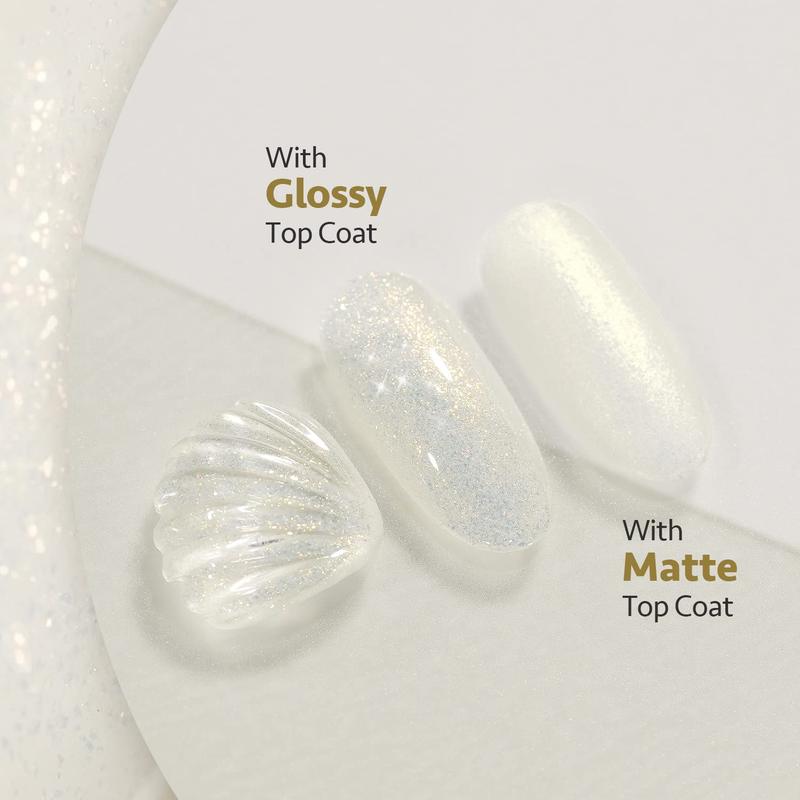 GAOY Shimmer Gel Nail Polish, 16ml Translucent Jelly Glitter Gel Polish, Soak Off UV Gel for Nail Art DIY at Home, 1609 Milky White