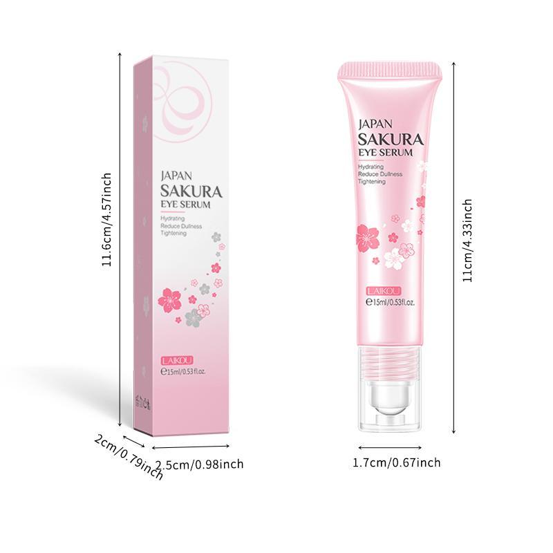 15ml Comfort Natural Sakura Extract Eye Serum & Eye Roller, 1 Count Skincare Eye Nourishing Cream for under Eye Treatment, Facial Detailing Beauty Makeup Cosmetic Tool