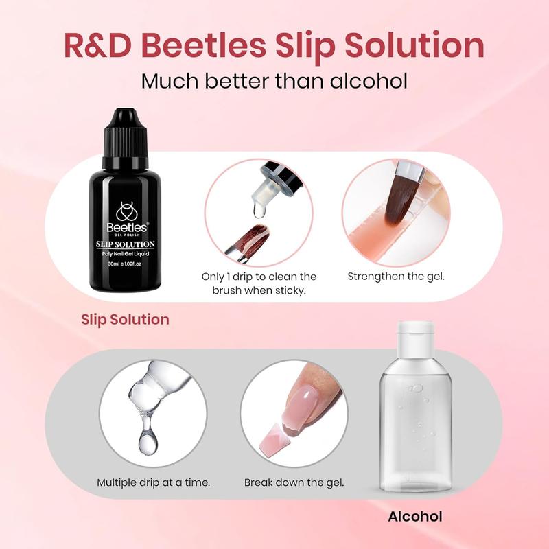 Beetles Poly Nail Gel Kit with Uv Light Starter Kit-6 Colors Clear Nude Brown Neutral Colors All In One Kit Poly Nail Extension Gel Set Builder Hybrid Jelly Gel with Base Top Coat Gift for Women