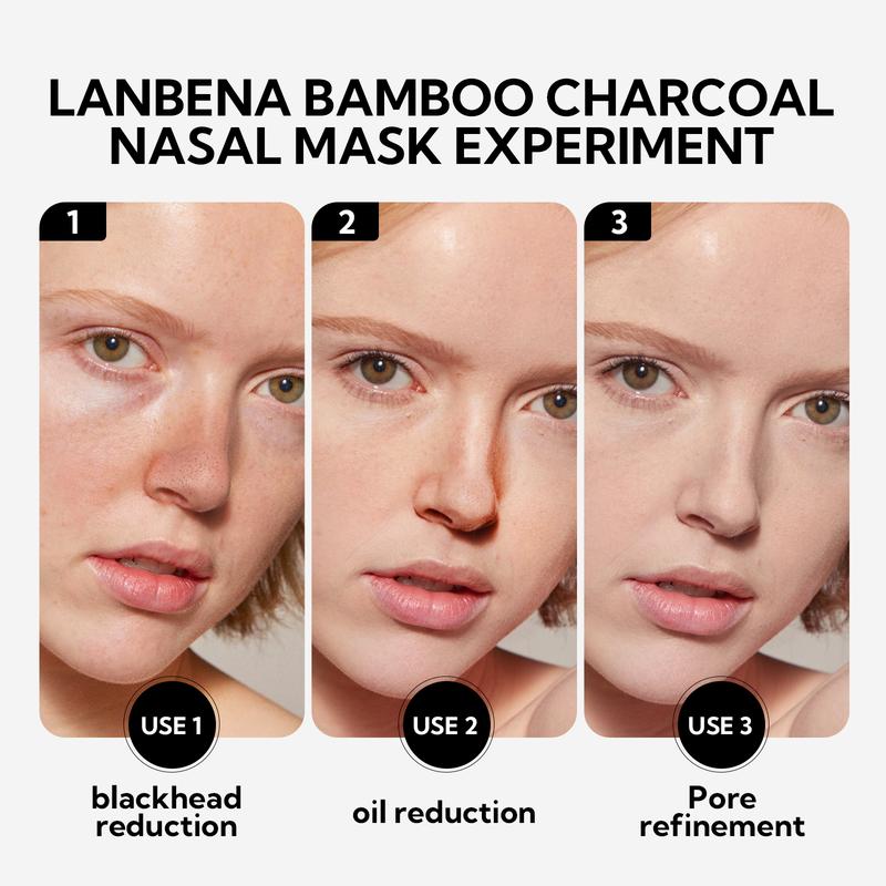 LANBENA Upgraded 2.0 Bamboo Charcoal Blackhead Remover Mask, 60 pcs Nose Strips, Peel off Face Mask Pore Whiteheads Cleanser Strawberry Nose Purifying, Deep Cleansing for All Skin Types, 30g 1.05oz