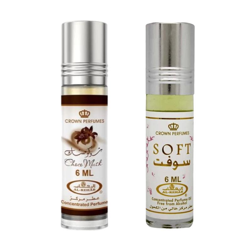 (Bundle Pack) 6ml Soft + 6ml Choco Musk - Perfume Roll-On Oil by Al-Rehab Aroma Fragrance