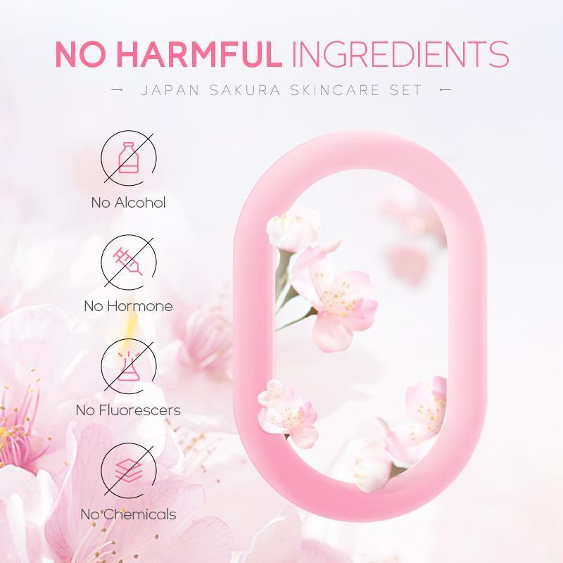 Sakura Moisturizing Skin Care Kit, Including Facial Cleanser, Toner, Lotion, Essence, Facial Mask, Lip Mask, Nourishing and Smoothing Skincare Set, Christmas Gift