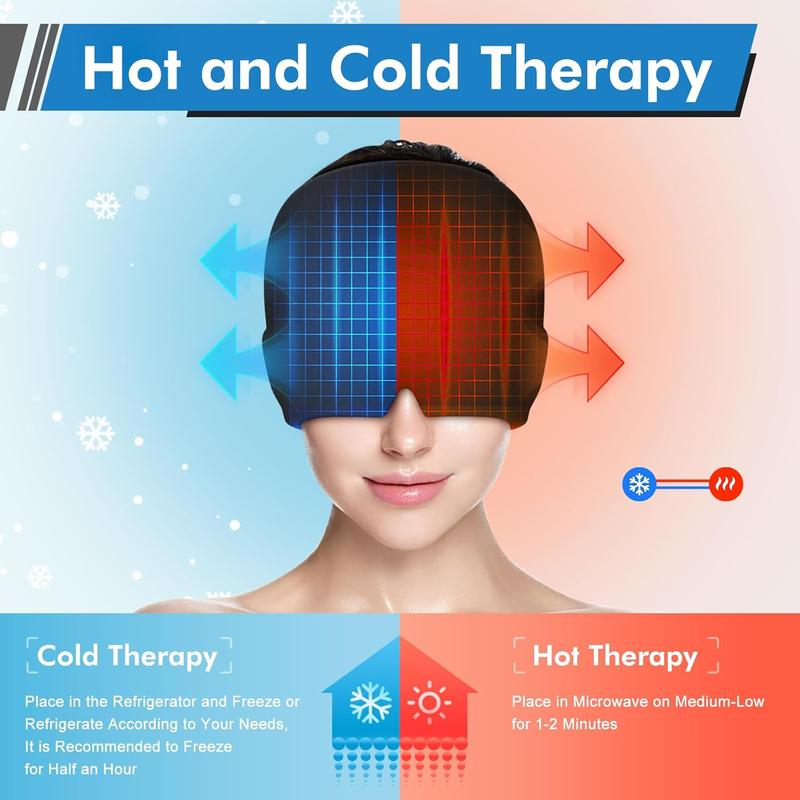 Migraine Relief Gel Cap, 360 Degree Hot Cold Compression Head Coverage Sleep Mask, Stretchable Physiotherapy Skincare Eye Mask, Trending Products Summer Gifts