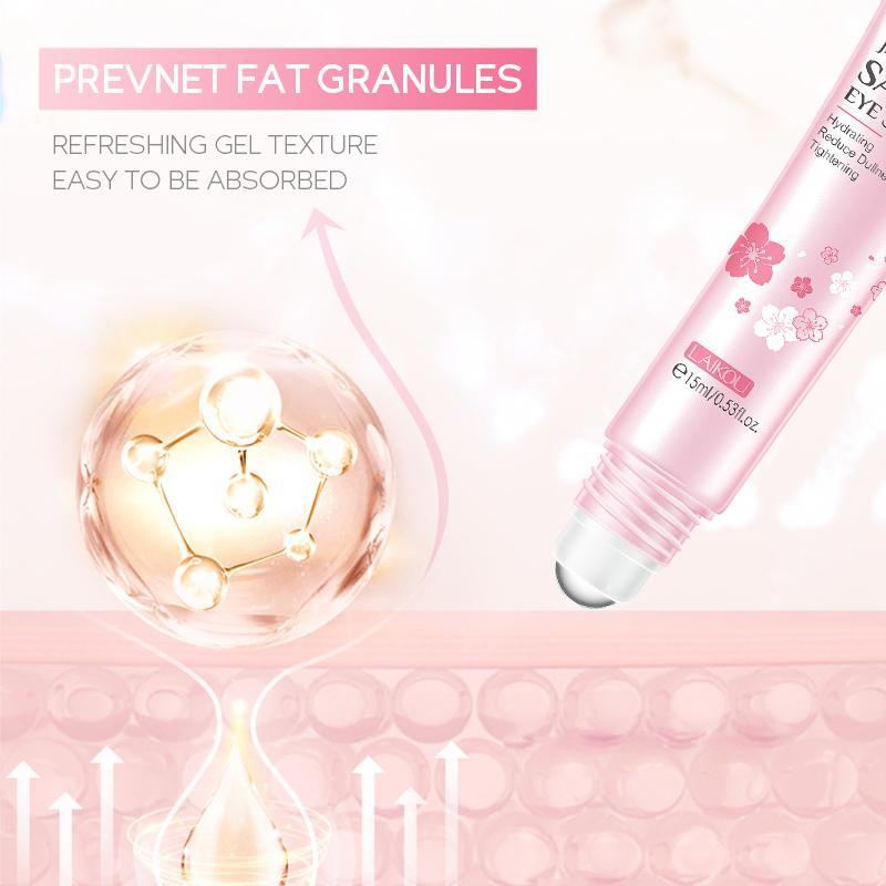 15ml Comfort Natural Sakura Extract Eye Serum & Eye Roller, 1 Count Skincare Eye Nourishing Cream for under Eye Treatment, Facial Detailing Beauty Makeup Cosmetic Tool