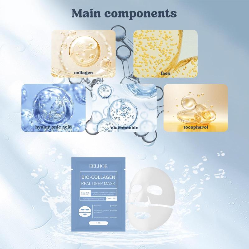 Collagen Facial Mask, 5 Counts set Moisturizing Facial Mask, Hydrating Facial Skin Care Mask, Face Mask for Women & Men