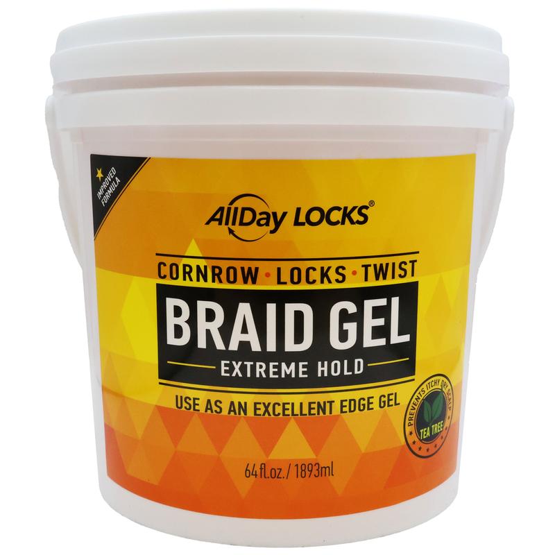 AllDay Locks Braid Gel, Extreme Hold, Long Lasting for Braids, Locks, Twists 64oz (Bucket)