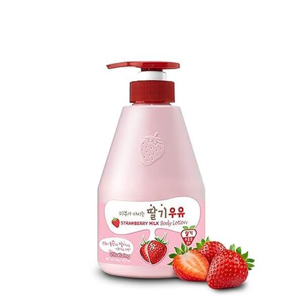 KWAILNARA Strawberry Milk Body Lotion by WELCOS, Lightweight & Deeply Hydrating, 560 g   19.75 Fl. Oz, Korean Body Care