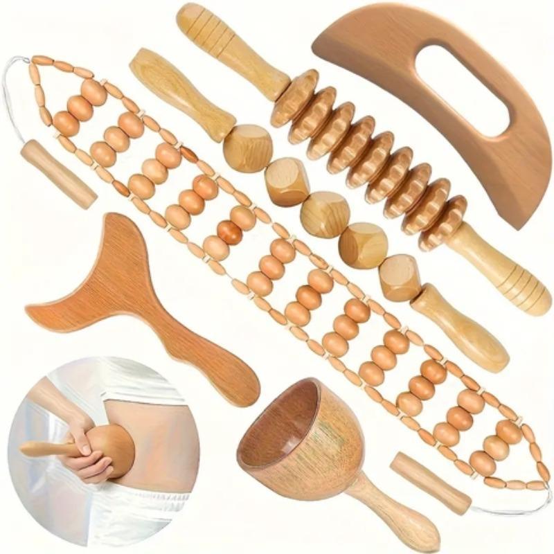 Wooden Massage Tool Set, 6 Counts set Manual Massage Tools, Muscle Relaxation Tool for Women and Men, Body Care Tool for Home & Spa